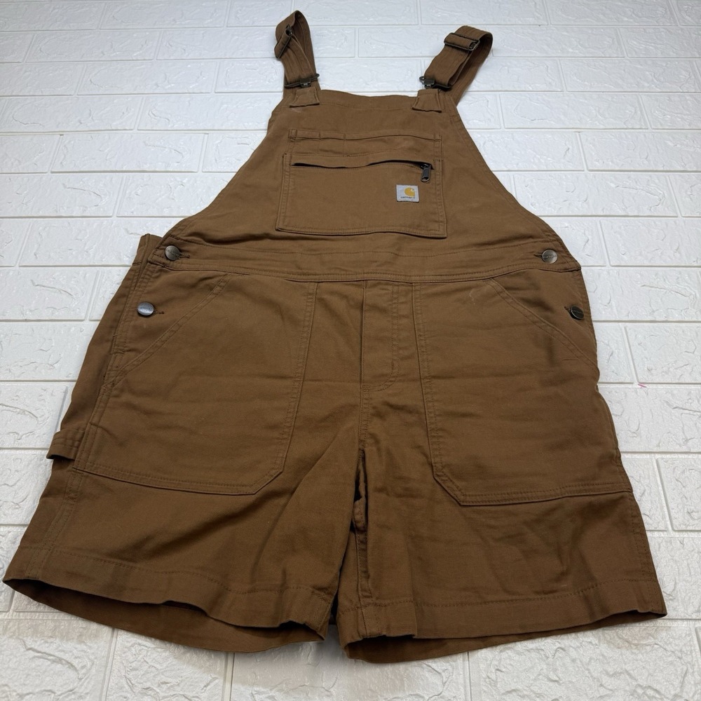 Carhartt Overalls Shorts  Women’s  Size M Brown Canvas Duck  Outdoors BS5268-W